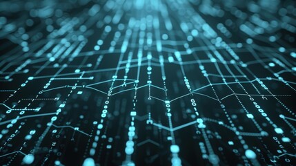 Abstract Digital Network: Turquoise Data Streams