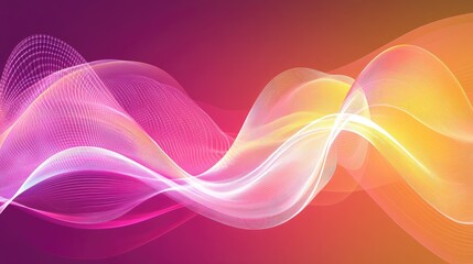 Fototapeta premium Pulsing light waves in gradient colors of pink, orange, and yellow blending fluidly.