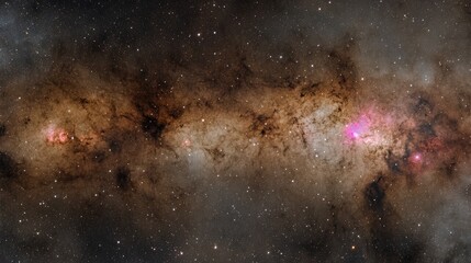 Obraz premium Vast night sky featuring clusters of stars and the faint glow of a nebula.