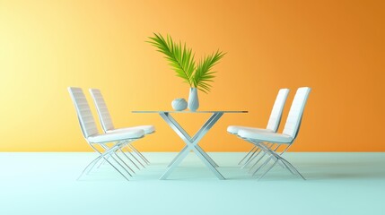Obraz premium Modern Dining Room with Tropical Decor Elements