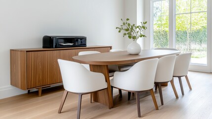 Modern Dining Room with Elegant Furniture and Natural Light