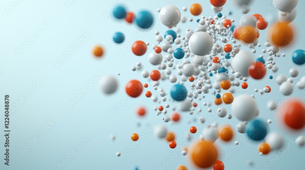 Poster exploring atoms and bonds in a molecular network digital art abstract