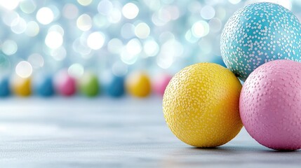 Colorful Easter eggs, festive spring background, holiday celebration, greeting card design