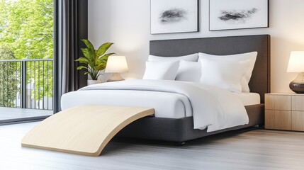 Modern Bedroom with Unique Bed Design and Natural Light Decor