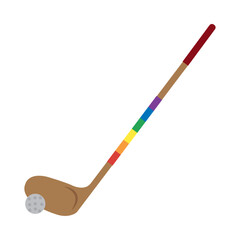 Golf club and ball with rainbow pride details