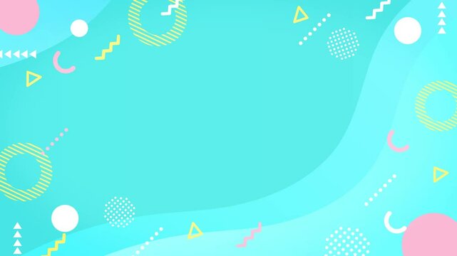 ポップな幾何学模様の背景動画_水色