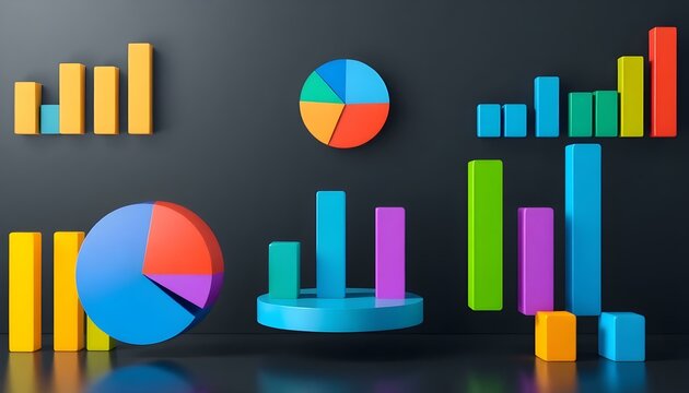 Dynamic 3D Charts: Data Visualization for Business Success graph report modern design     