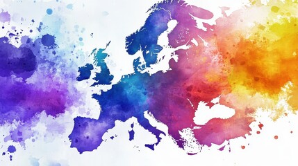 Fototapeta premium Watercolor Map of Europe