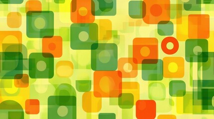 Abstract Geometric Pattern in Green, Orange, and Yellow