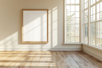 Empty frame on wall in sunlit room.