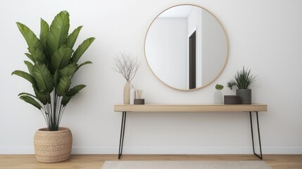 Modern Entryway with Console Table and Plants