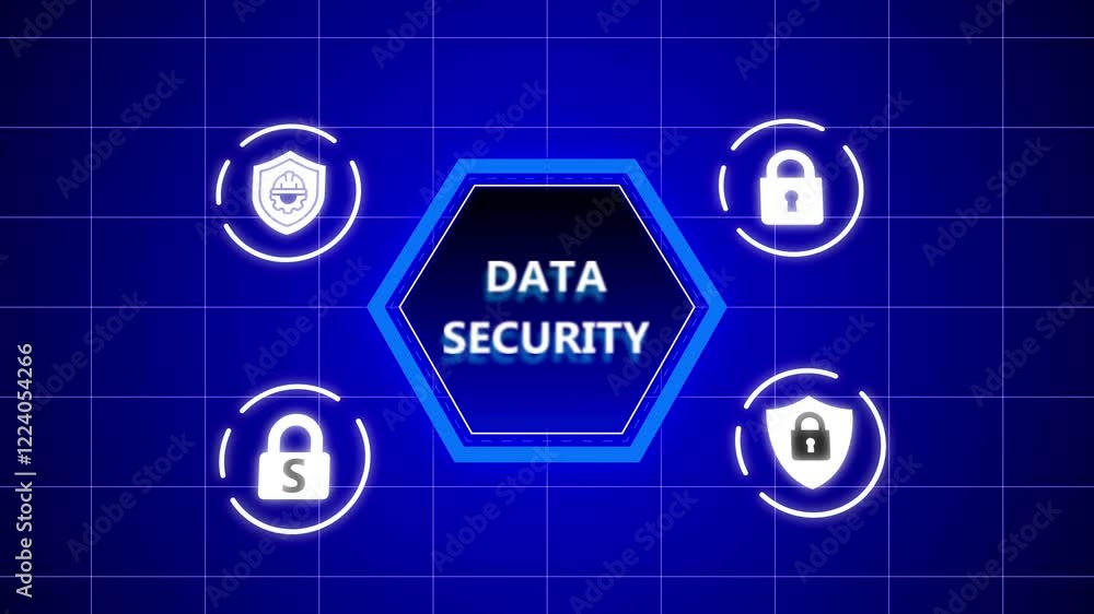 Poster cyber security icons isolated background, protection secure lock icon animation .