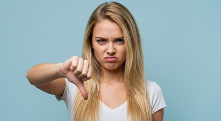 Fototapeta premium beautiful woman doing the thumbs down gesture