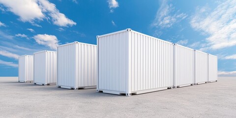 Obraz premium Modern Shipping Containers in Clear Blue Sky