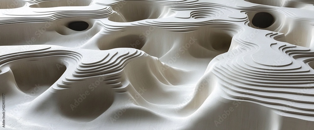 Poster Abstract 3D topography model with layered curves and valleys.