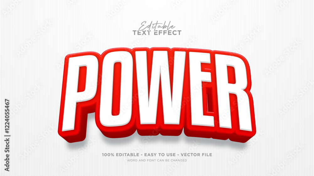Aufkleber editable power 3d text effect, red text effect template