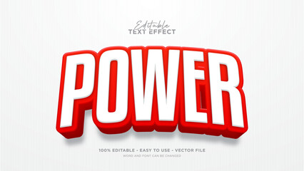 Editable power 3d text effect, red text effect template © DzakiraStudio