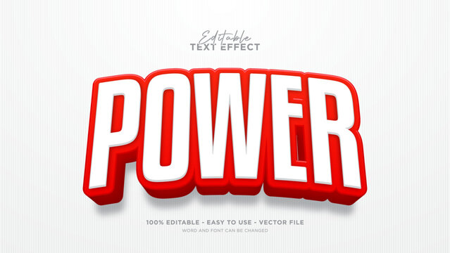 Editable power 3d text effect, red text effect template