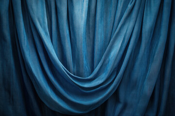 Obraz premium Blue curtain against black background, creating a striking contrast.