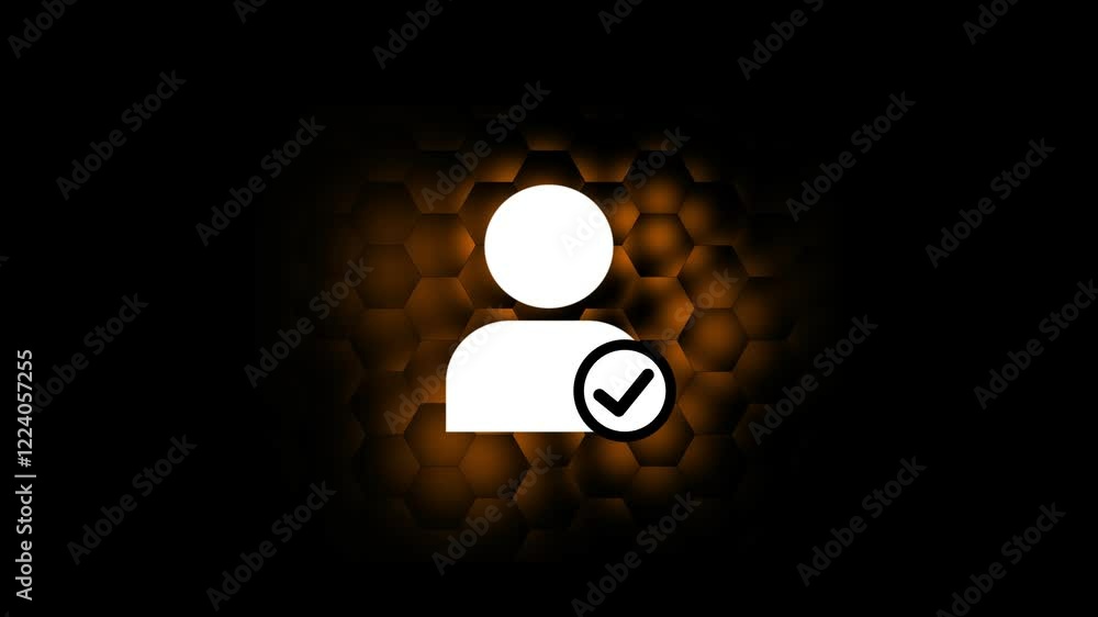 Poster add new user icon, accept person or profile validation,avatar with check mark icon animation .