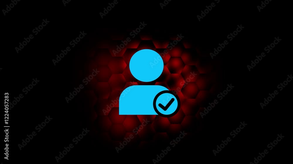 Poster add new user icon, accept person or profile validation,avatar with check mark icon animation .