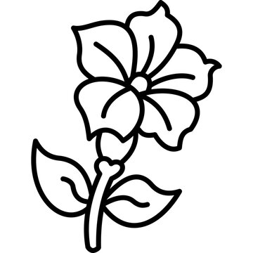 black outline flower on stem clip art preview