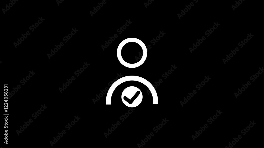 Poster add new user icon, accept person or profile validation,avatar with check mark icon animation .
