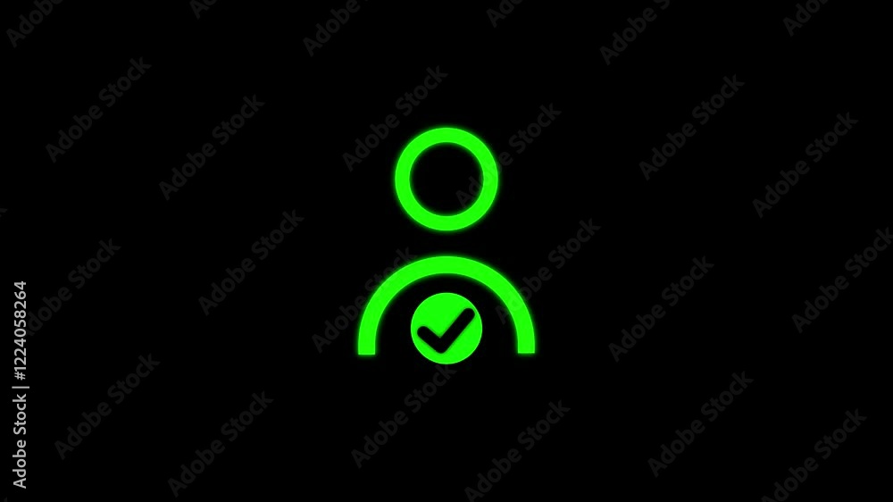 Poster add new user icon, accept person or profile validation,avatar with check mark icon animation .
