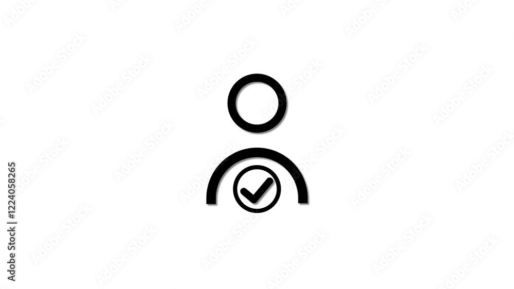 Poster add new user icon, accept person or profile validation,avatar with check mark icon animation .
