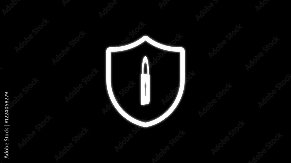 Poster cyber security lock line icon animation .security shield icons, shield with lock icon .