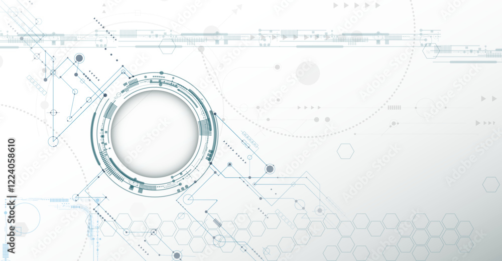 Leinwandbilder Vector Abstract circuit board pattern, Illustration high tech computer, engineering, science, internet connection technology on white color background. Datum digital technology and futuristic concept