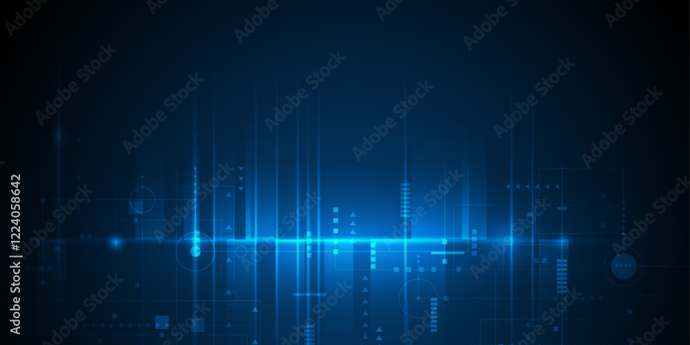 Aufkleber vector abstract circuit board design with line, dot on dark blue background, illustration computer, 