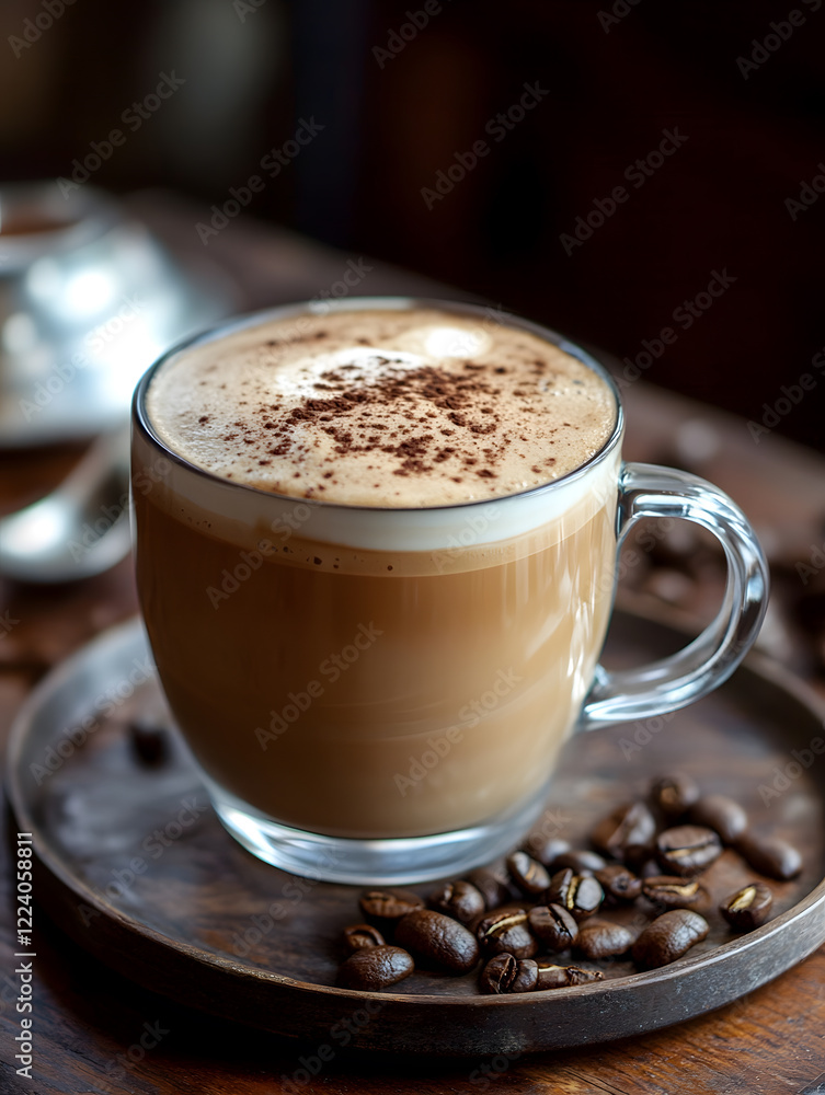 Poster artisan cafe mocha with freshly brewed espresso and cocoa dusting : generative ai
