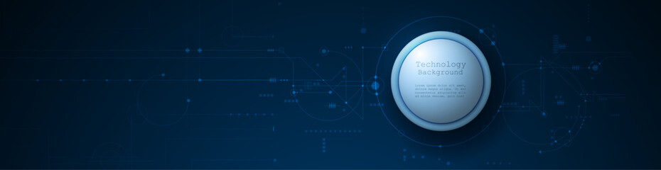 Vector abstract circuit board, Illustration high tech, network connection, science and information technology on dark blue color background. Digital futuristic concept for website, banner template