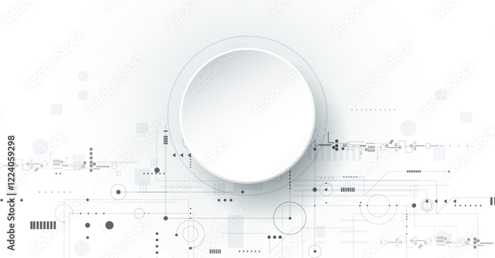 Poster vector design 3d paper circle with circuit board. illustration abstract modern futuristic, engineeri