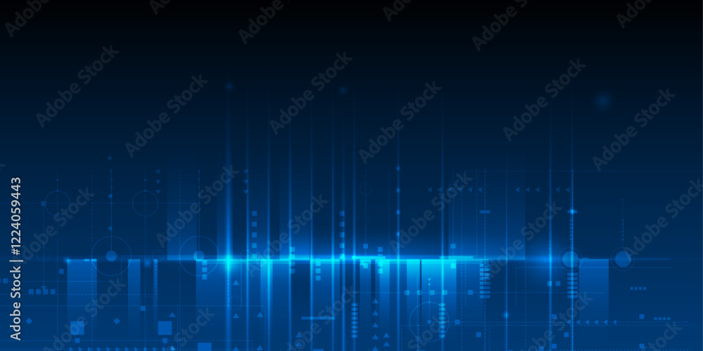Poster Vector Abstract circuit board design with line, dot on cyberspace background, Illustration computer, science, digital network, modern communication technology, big data, connection futuristic concept