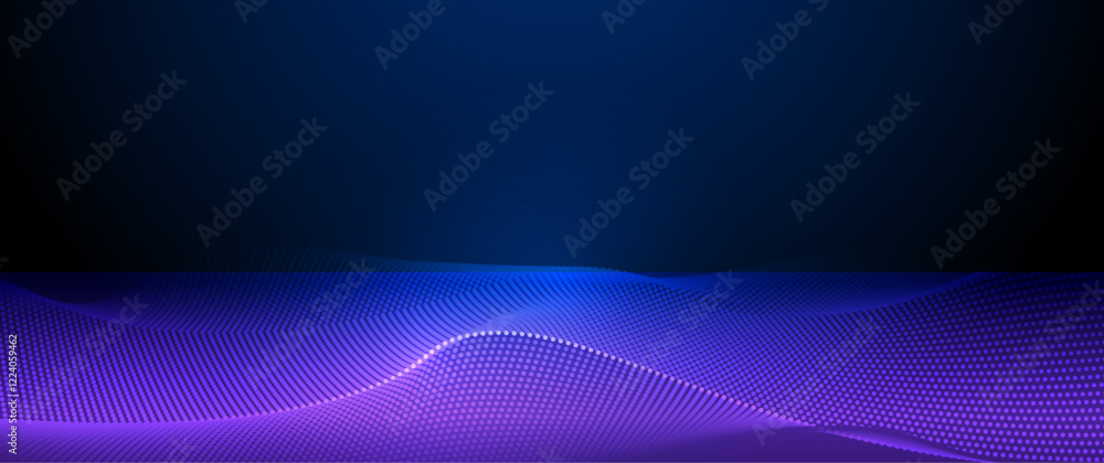 Poster Vector abstract dynamic, wave - flow mesh particles. Illustration futuristic, network technology background. Design for banner, wallpaper. Futuristic, digital datum network and science concept