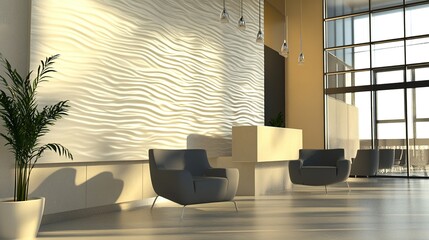 3D-Rendered Modern Interior with Mock-Up Wall: Background for Stock Photo
