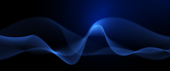 Vector Abstract, science, futuristic, energy technology concept, cyberspace background. Digital image design, line pattern, texture, neon - blue light, motion blur over dark blue gradient background