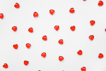 Heart shaped beads on white background. Valentine's Day celebration