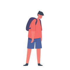 Downcast Schoolboy Character With Frown, Droopy Eyes, And Slumped Posture, Conveying Melancholy And Disappointment