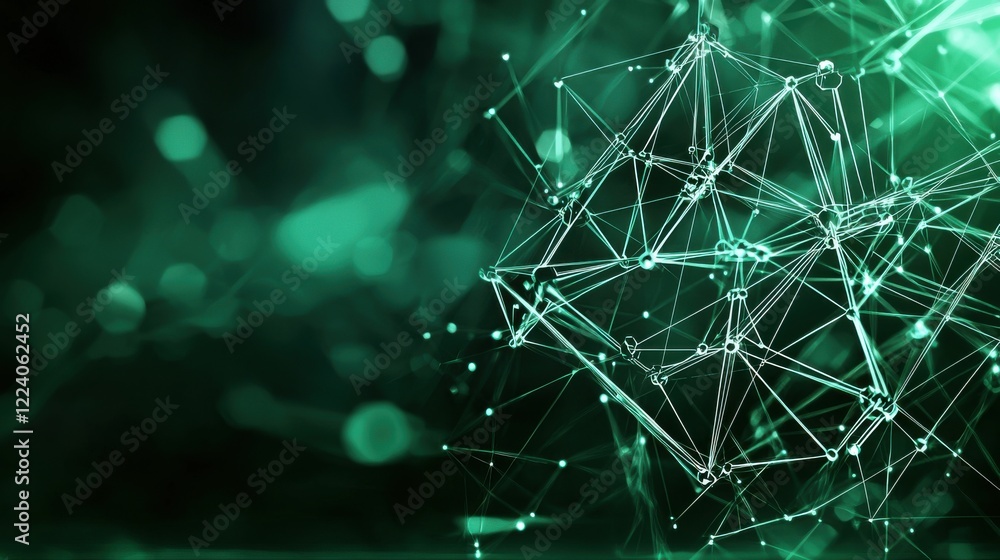 Aufkleber exploring atoms and bonds in a colorful molecular network structure