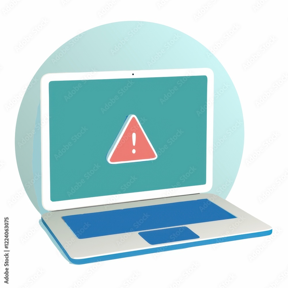 Poster a digital illustration of a laptop displaying a warning sign, symbolizing alerts related to computer