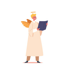 Innocent Child Boy Character Dressed As An Angel, Singing In A Heavenly Choir, Spreading Joy And Harmony With Angelic