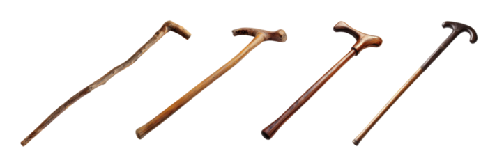 Wood walking sticks isolated on transparent background