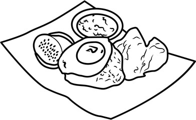 fried chicken Nusantara Cuisine coloring page