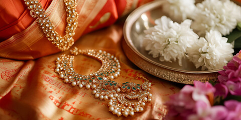 Indian-Inspired Setup with Vibrant Sarees and Traditional Decor