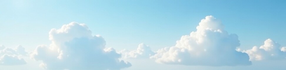 Soft white clouds float gently across the pale blue sky, natural, soft, landscape