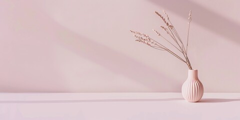 A minimalist aesthetic featuring a light mauve pink backdrop, Minimalist design elements arranged symmetrically, Modern minimalist style