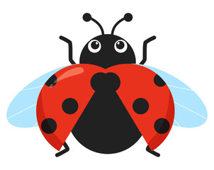 Cute ladybug beetle flying clipart animal illustration © DimsArt